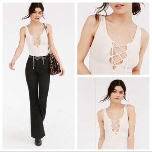 Lace Up Ribbed Tank Top - Project Social Tee